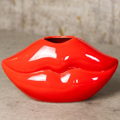 Artikel Keramische vaas rode kus mond decoratieve vaas 17×8,5×9cm