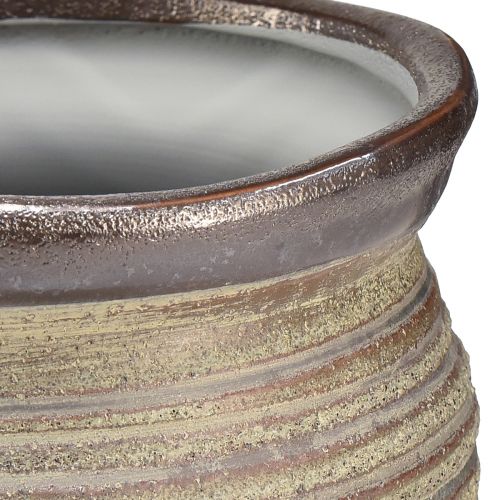Artikel Keramische plantenbak siervaas metallic grijsbruin 14×14cm