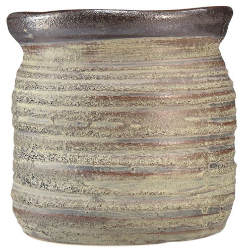 Artikel Keramische plantenbak siervaas metallic grijsbruin 14×14cm
