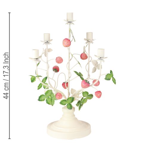 Artikel Kandelaar 5-armig crème metaal aardbei decoratie H44cm