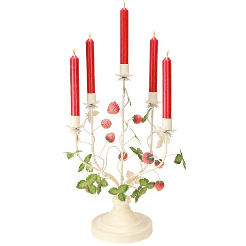 Artikel Kandelaar 5-armig crème metaal aardbei decoratie H44cm