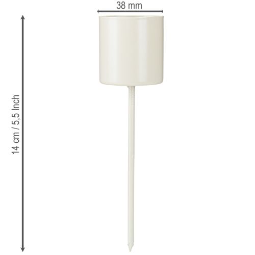 Artikel Kaarsenhouder voor dikke kaarsen, metaal, beige, 3,8 x 14 cm, 4 stuks