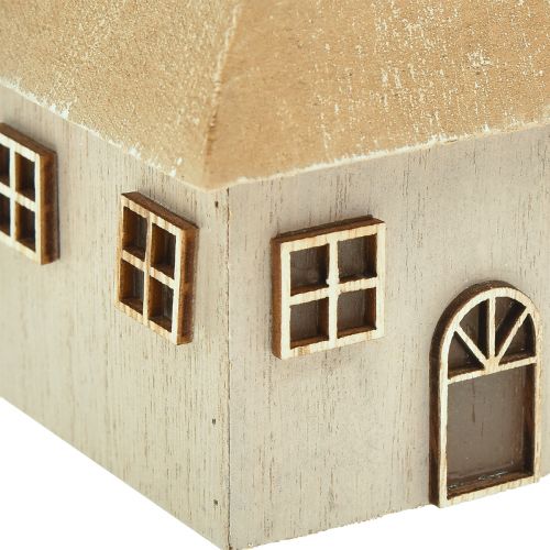 Artikel Kaarshouder Kersthuisje hout grijs 9×9×11cm 2 st