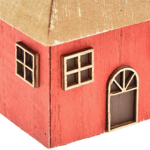 Artikel Kaarshouder Kersthuisje hout rood 9×9×11cm 2 st