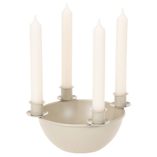 Kandelaar met 4 houders, moderne adventskrans, beige, 15 cm | Floristik24.nl