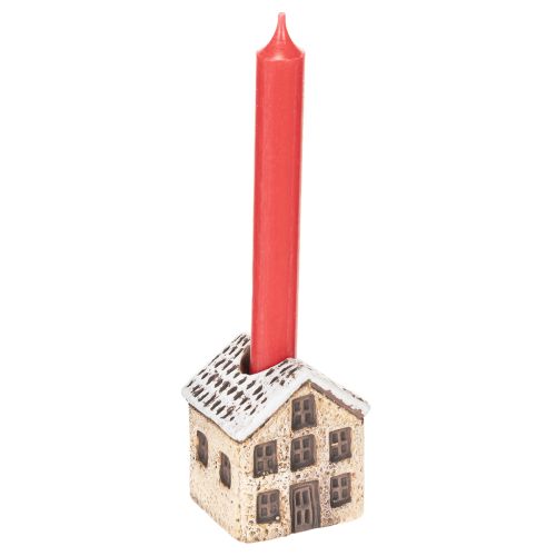 Keramische kaarsenhouder, decoratief huisje met sneeuw voor tafeldecoratie, 7 cm, 2 stuks | Floristik24.nl