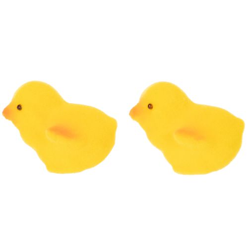 Artikel Kleine paaskuikentjes, geel en oranje gevlokt, 4,5 cm hoog, 18 stuks