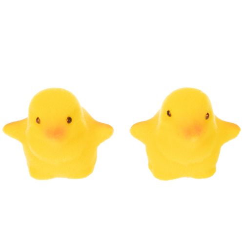 Artikel Kleine paaskuikentjes, geel en oranje gevlokt, 4,5 cm hoog, 18 stuks