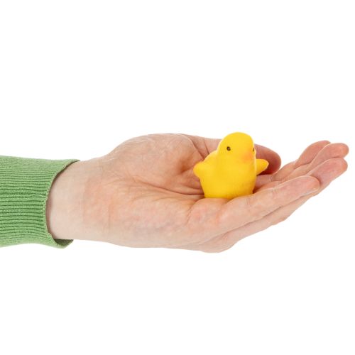 Artikel Kleine paaskuikentjes, geel en oranje gevlokt, 4,5 cm hoog, 18 stuks