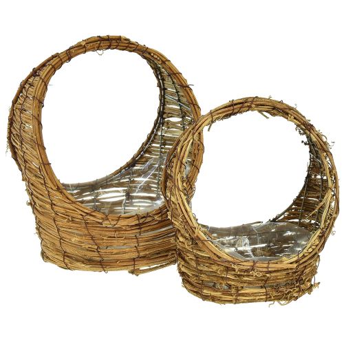 Artikel Plantenmand met handvat wijnstok L18/22cm set van 2