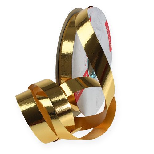 Gekruld lint glanzend 19mm 100m goud