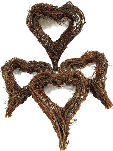 Floristik24 Hartvormige takkenkrans 20x25cm 4 stuks naturel