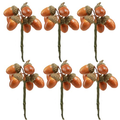 Floristik24 Kunst eikels op draad decoratie voor herfstkrans 3cm 6 st