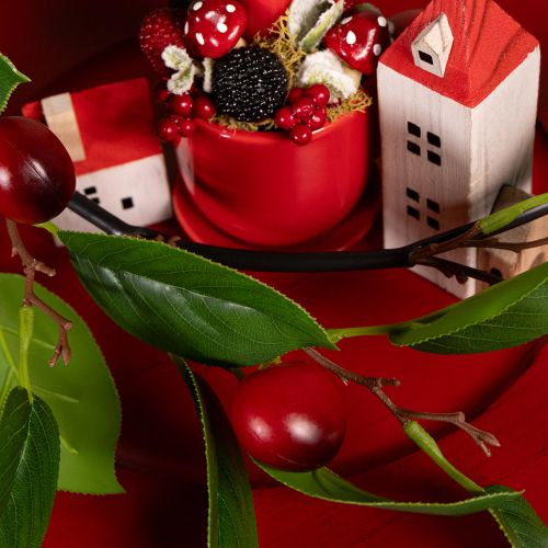 Artikel Kunstmatige slinger met kersen. Perfect voor een natuurlijke kamerdecoratie. Bloemenlook. 160 cm.