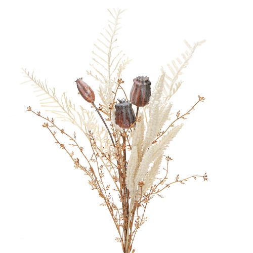 Artikel Klaproos capsules decoratie gedroogde bloemen kunstvaren crème 63cm
