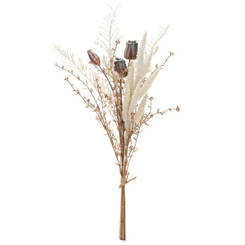 Artikel Klaproos capsules decoratie gedroogde bloemen kunstvaren crème 63cm