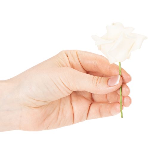 Kunstmatige rozen, crèmekleurig, bloem op steel van 10 cm, 100 stuks | Floristik24.nl