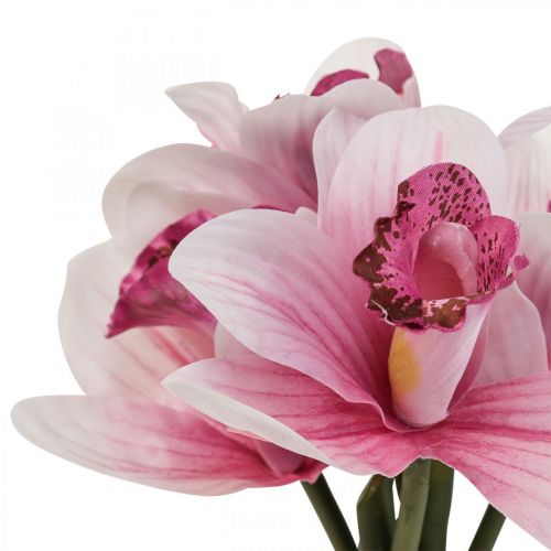 Artikel Kunstorchideeën kunstbloemen in vaas wit/roze 28cm