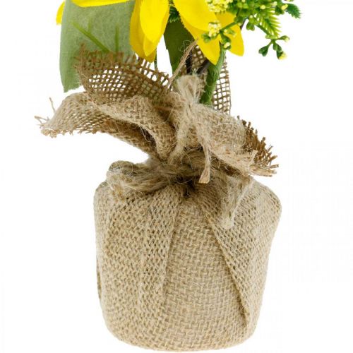 Floristik24 Kunstzonnebloem, zijdebloem, zomerdecoratie, zonnebloem in jutezak