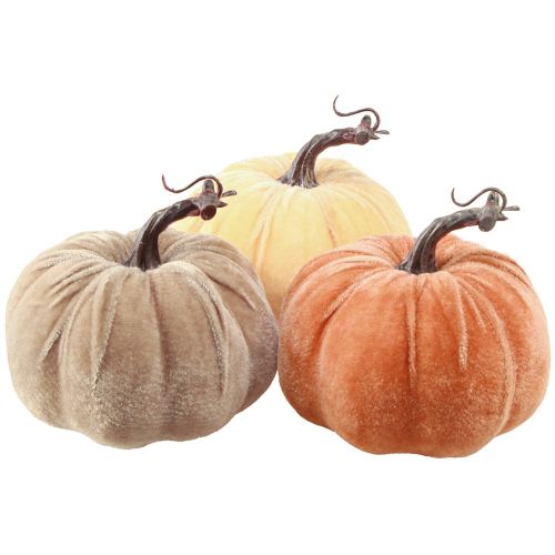 Artikel Pompoendecoratie herfst geel bruin oranje Ø13cm H11,5cm 3 st