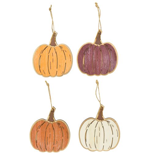 Artikel Pompoendecoratie voor het ophangen van houten decoratie herfst 14,5x13cm 8 st