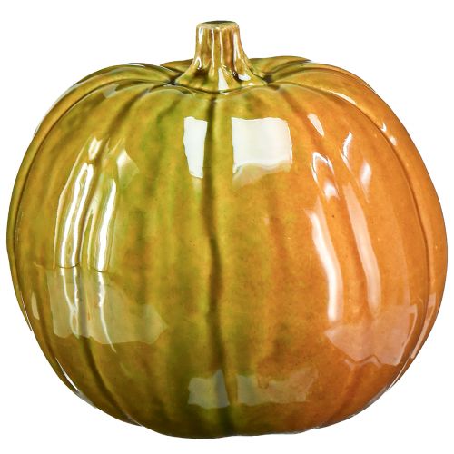 Artikel Decoratieve keramische pompoen in felgroene tinten - 17,5 cm - perfect voor herfsttafeldecoratie