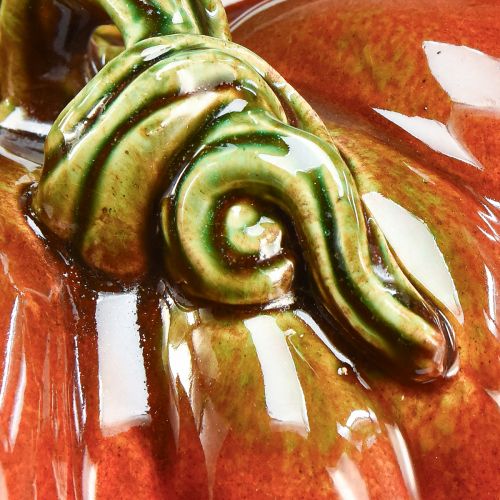 Floristik24 Glanzende keramische pompoen in helder roodoranje met groene steel - 21,5 cm - ideale herfstdecoratie