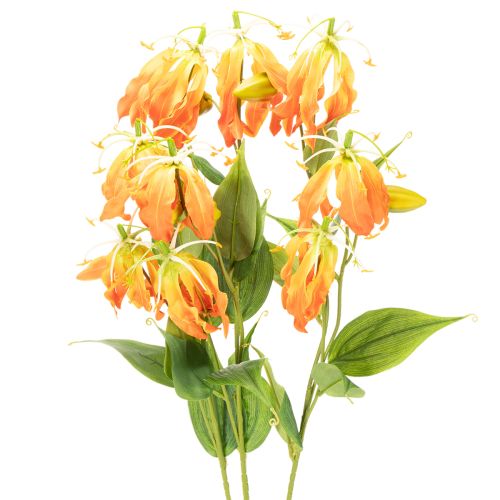 Kunstmatige Gloriosa oranjebloem met lange stelen voor vazen, 80 cm, 3 stuks