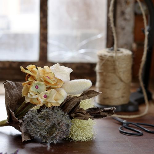 Artikel Kunstbloemboeket roos hortensia droge look vintage decoratie 38cm