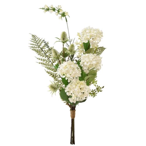 Artikel Kunstbloemboeket sneeuwbalplant kaardebol varen 65cm