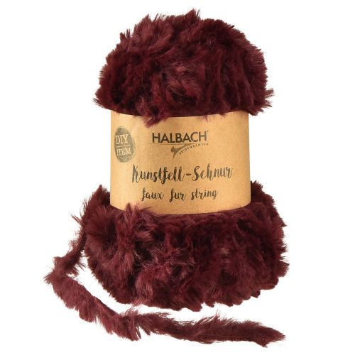 Floristik24 Imitatiebontkoord, pluizig decoratief koord, bordeauxrood, 50g, 30m