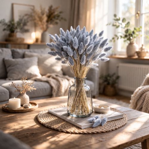 Artikel Gedroogd hazenstaartgras (Lagurus) grijs voor boeketten met gedroogde bloemen 60 cm 75 g