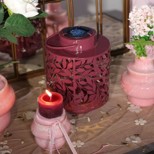 Artikel Lantaarn met bladmotief, op zonne-energie, voor sfeervolle buitenverlichting, 25 cm
