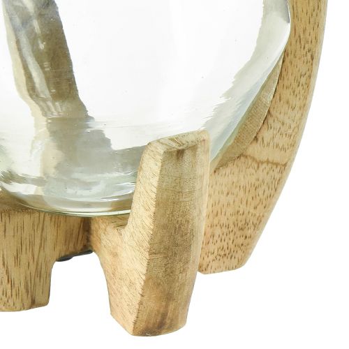 Artikel Lantaarn hout glazen lantaarn decoratief mangohout naturel Ø14cm H26cm