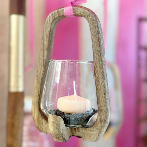 Artikel Lantaarn hout glaslantaarn woonkamer decoratie Ø12cm H20cm