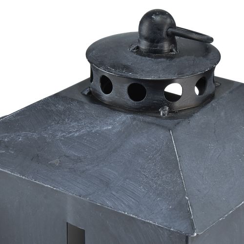 Artikel Lantaarn graflicht kruisraam metaal antiek grijs 13 x 27cm