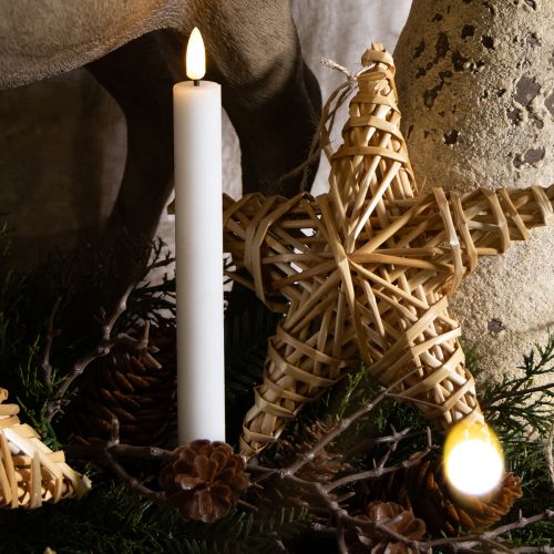 Artikel LED-kaarsen, witte taps toelopende kaarsen, warm wit was, 24,5 cm, 2 stuks