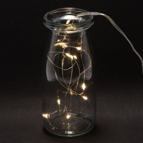 Batterijgevoede lichtslinger voor binnen, warm wit, 10 LED's, 1 meter lang, 6 stuks | Floristik24.nl