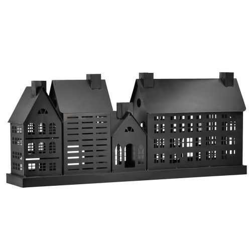 Floristik24 Antracietkleurige lichthuisjes van metaal 80x15x35 cm – elegante tafeldecoratie