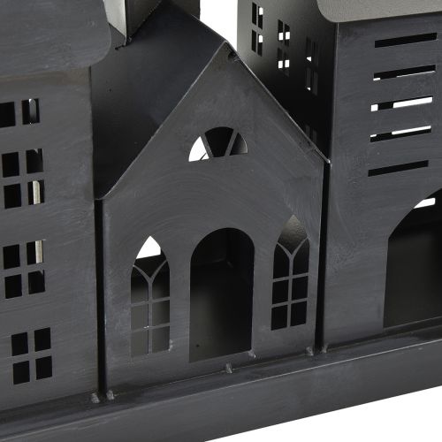 Floristik24 Antracietkleurige lichthuisjes van metaal 80x15x35 cm – elegante tafeldecoratie