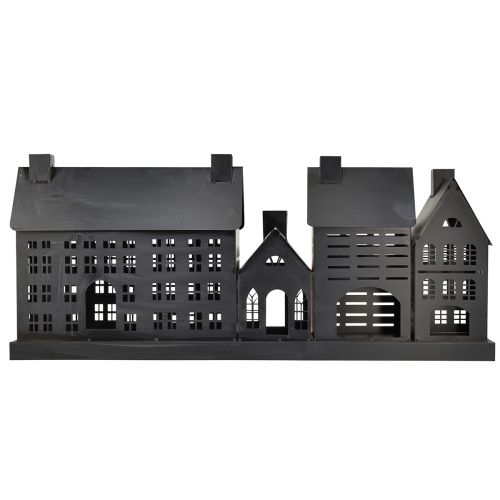 Floristik24 Antracietkleurige lichthuisjes van metaal 80x15x35 cm – elegante tafeldecoratie