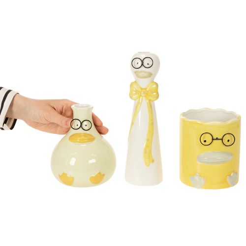 Artikel Set van 3 Keramische Eenden met Bril - Voorjaars- en Zomerdecoratie - 25 cm