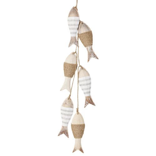 Floristik24 Maritieme decoratiehanger met 6 houten vissen om op te hangen 88cm