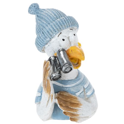Nautische decoratie, meeuw, tafeldecoratie, blauw, wit, zilver, H11cm kopen | Floristik24.nl