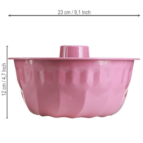 Artikel Decoratieve metalen schaal, bakvorm, tulbandvorm, roze, Ø23cm, H12cm