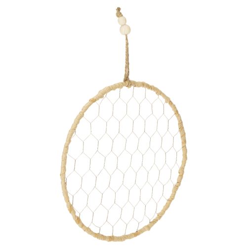 Floristik24 Boho metalen decoratieve ring, zilver, Ø28cm met natuurlijke raffia, set van 4 - hangende decoratie, wanddecoratie