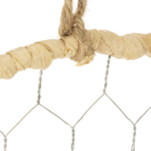 Artikel Boho metalen decoratieve ring, zilver, Ø28cm met natuurlijke raffia, set van 4 - hangende decoratie, wanddecoratie