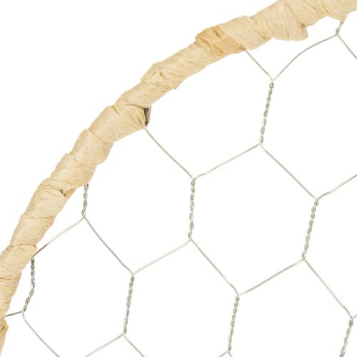 Artikel Boho metalen decoratieve ring, zilver, Ø28cm met natuurlijke raffia, set van 4 - hangende decoratie, wanddecoratie