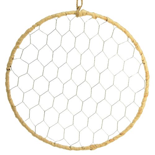 Artikel Metalen sierring om op te hangen Raffia Zilver Naturel Ø28cm 4 st