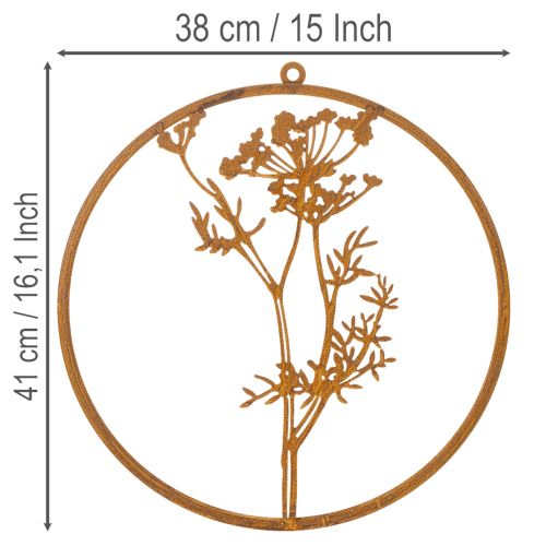 Metalen ring, geroest metaal, decoratieve ring, wanddecoratie, dilletakje, Ø38cm | Floristik24.nl